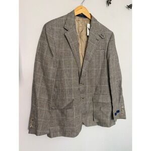 Polo Ralph Lauren Men's Plaid 100% Linen Blazer Houndstooth Sport Coat 44R
